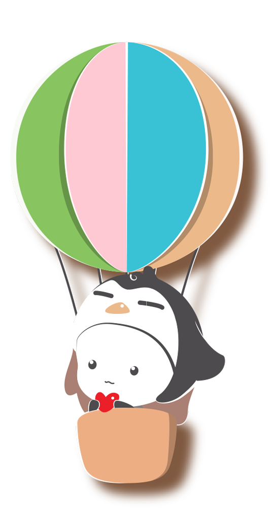 Penguin in a floating air ballooon